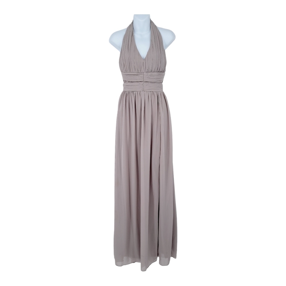 TFNC Wedding Halter Chiffon Maxi Dress In Microchip UK Size 6 US Size 2